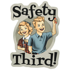 A decal featuring a kids bringing explosives and knife 