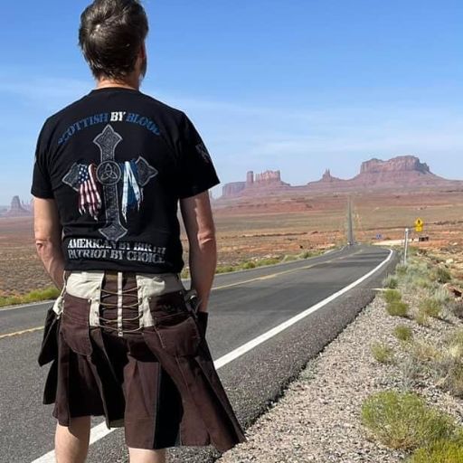 Verified Warrior enjoying a day out doors while representing our Scottish By Blood t-shirt.