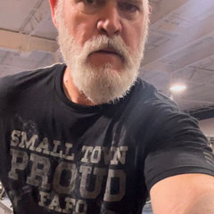 Verified Warrior representing his new Small Town Proud t-shirt.