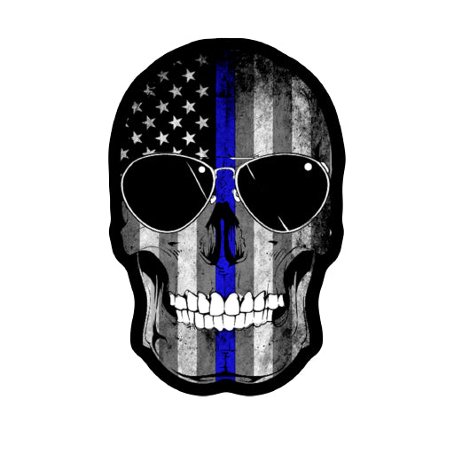 Thin Blue Line Flag Skull Magnet