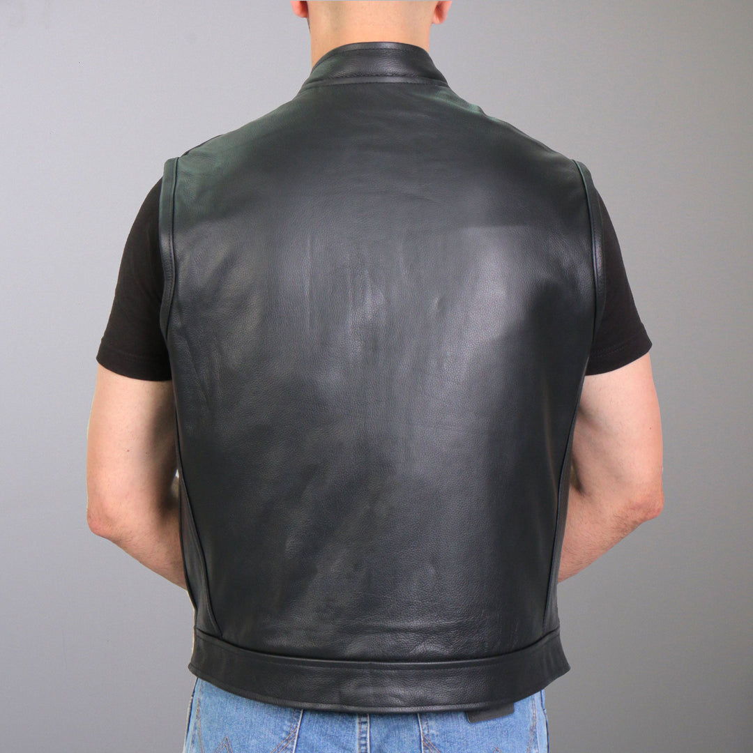 Hot Leathers VSM1057 Men?ÇÖs Black 'Mexican Blanket' Motorcycle Club Style Conceal and Carry Leather Biker Vest