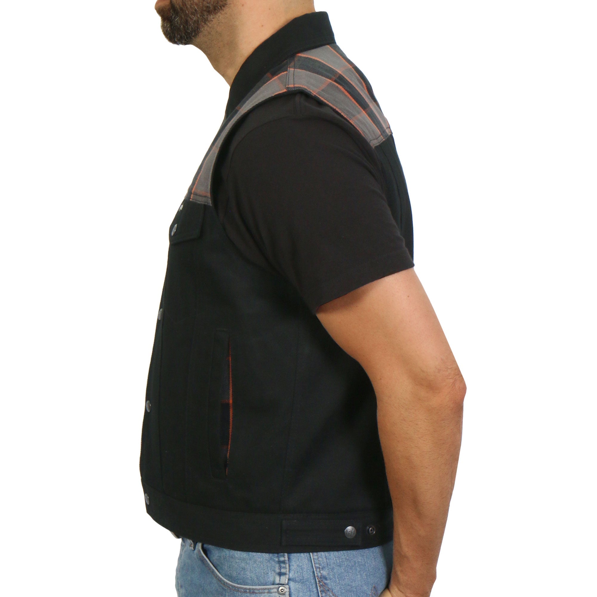 Hot Leathers Men’s Denim and Flannel Conceal Carry Vest