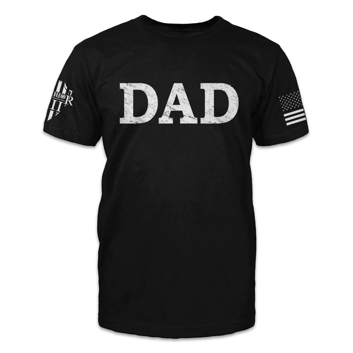 The front of a black t-shirt which features the word "DAD"