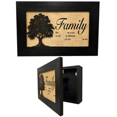 Decorative Secured Gun Storage Cabinet with Family Branches (Black)