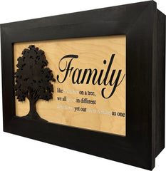 Decorative Secured Gun Storage Cabinet with Family Branches (Black)