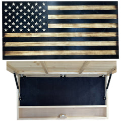 Large American Flag Hidden Gun Storage Cabinet (Black)