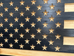 Carved American Flag Decorative Wall-Mounted Secure Gun Cabinet
