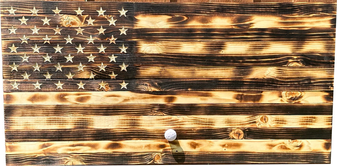 Large Burnt American Flag Hidden Gun Storage Cabinet (Burnt)