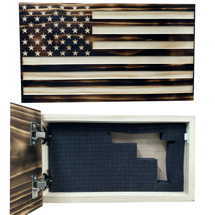 Burnt American Flag Hidden Gun Storage Cabinet