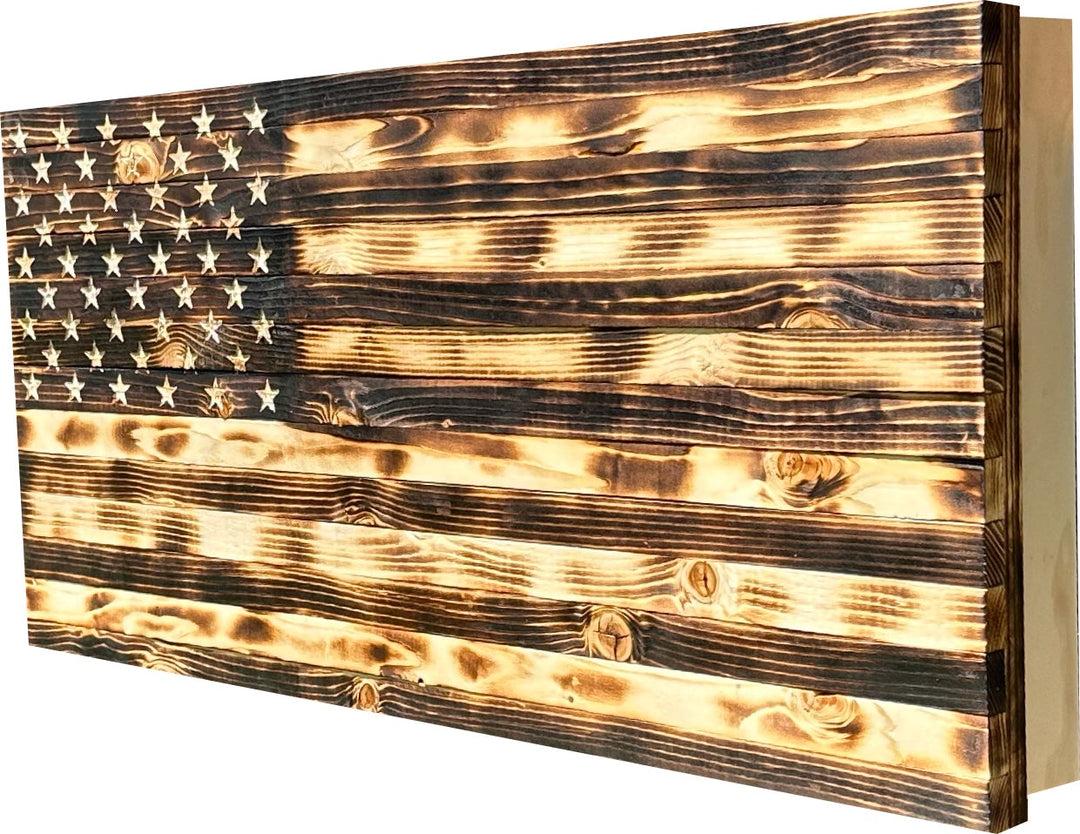 Large Burnt American Flag Hidden Gun Storage Cabinet (Burnt)