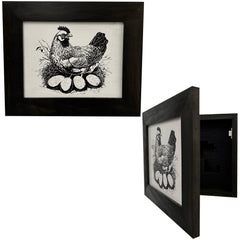 Hidden Gun Safe Recessed In Wall Farmhouse Chicken And Eggs Decoration - Recess In The Wall or Mount On The Wall Gun Safe by Bellewood Designs