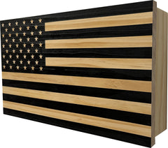 American Flag Decorative & Secure Wall-Mounted Gun Cabinet (Carbon Gray)
