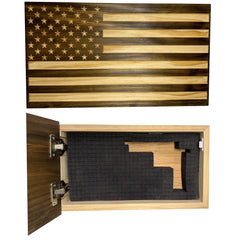 Carved American Flag Decorative Wall-Mounted Secure Gun Cabinet