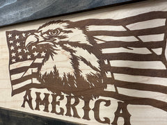 American Flag with Bald Eagle Patriotic Decorative Wall-Mounted Secure Gun Cabinet