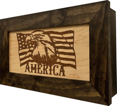 American Flag with Bald Eagle Patriotic Decorative Wall-Mounted Secure Gun Cabinet
