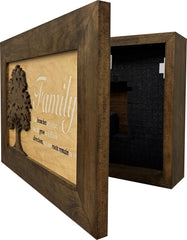 Decorative Secured Gun Storage Cabinet with Family Branches (Dark Walnut)