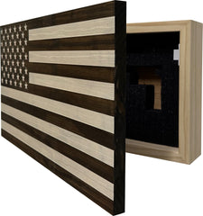American Flag Decorative & Secure Wall-Mounted Gun Cabinet (Dark Walnut)