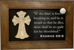 Decorative Gun Cabinet Wall-Mounted & Secure with a Cross and Exodus 22:2 - Gun safe To Securely Store Your Gun & Home Self Defense Gear