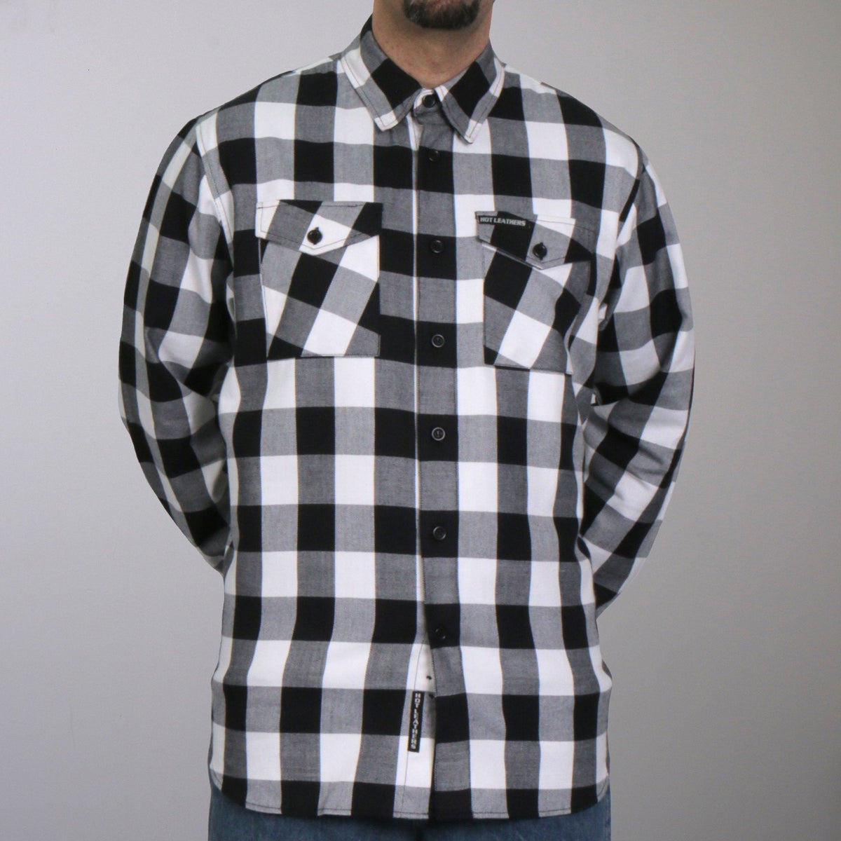 Hot Leathers FLM2004 Mens Black and White Long Sleeve Flannel Shirt