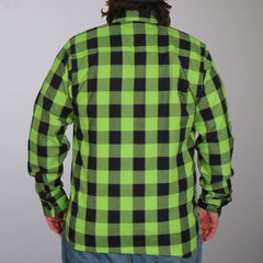 Hot Leathers FLM2005 Mens Black and Green Long Sleeve Flannel Shirt