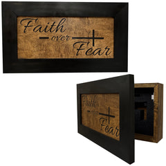 Faith Over Fear Decorative Wall-Mounted Secure Gun Cabinet