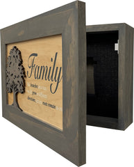 Decorative Secured Gun Storage Cabinet with Family Branches (Gray)
