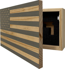American Flag Decorative & Secure Wall-Mounted Gun Cabinet (Gray)