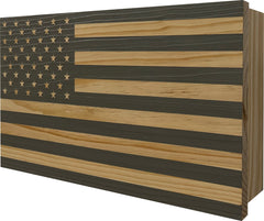 American Flag Decorative & Secure Wall-Mounted Gun Cabinet (Gray)
