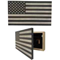 American Flag Decorative & Secure Wall-Mounted Gun Cabinet (Gray & White)