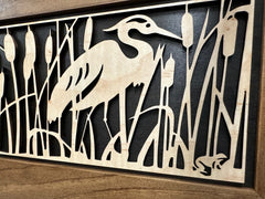 Decorative Gun Safe Heron in Cattails Wall-Mounted Gun Cabinet To Securely Store Your Gun In Plain Sight