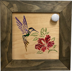 Decorative Wooden Gun Safe with Hummingbird and Hibiscus