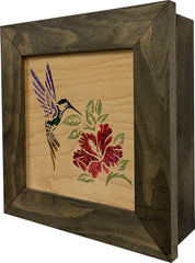 Decorative Wooden Gun Safe with Hummingbird and Hibiscus