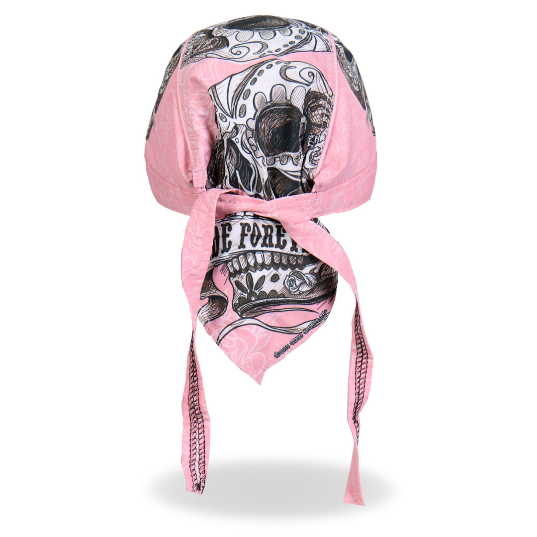 Hot Leathers Banner Skull Lightweight Pink Headwrap HWH1087