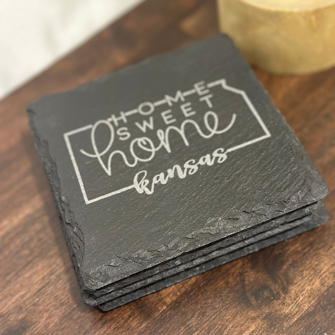 Home Sweet Home Coaster (State Outline) | Slate Coaster