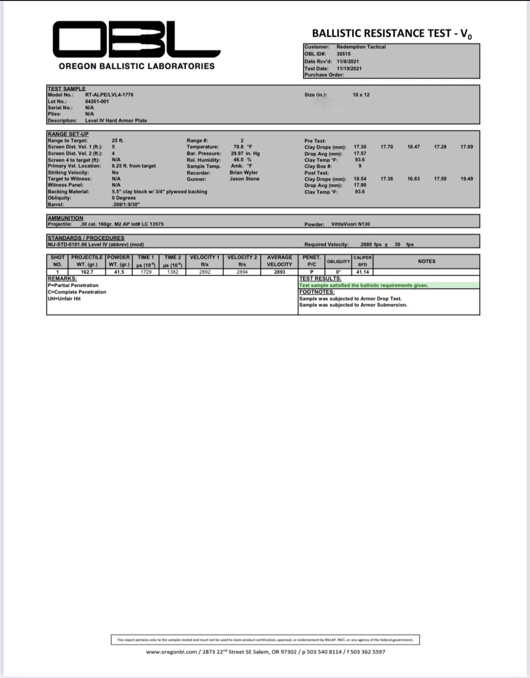 LIGHTWEIGHT LEVEL IV PACKAGE (2) 10x12 Front/Back Ceramic PE Plates (2) 6x8 Side Plates Level IV