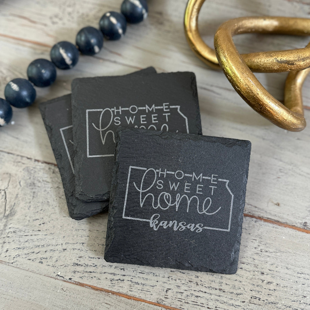 Home Sweet Home Coaster (State Outline) | Slate Coaster