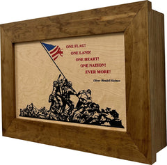 Iwo Jima Flag Raising Decorative Wall-Mounted Secure Gun Cabinet