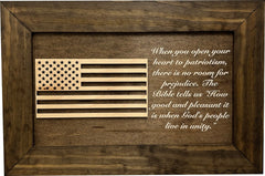 American Flag & Patriotism Decorative & Secure Wall-Mounted Gun Cabinet (Jacobean & Natural)