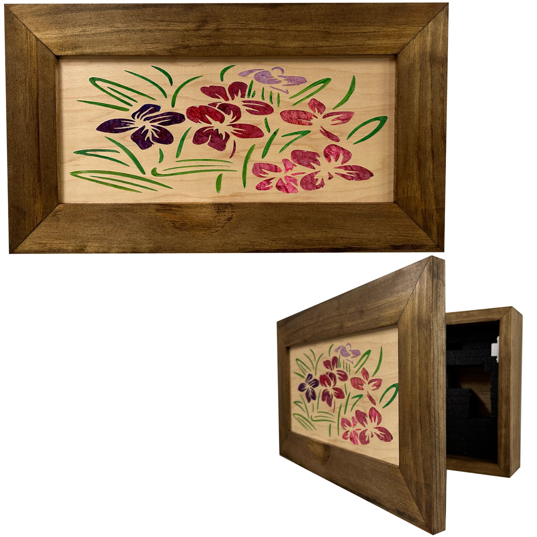 Hidden Gun Safe Just Flowers Wall Decoration - Wood Gun Cabinet To Securely Store Your Gun In Plain Sight by Bellewood Designs