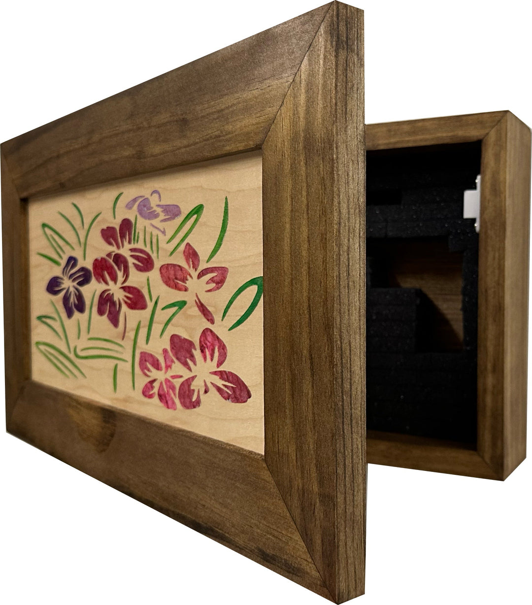 Hidden Gun Safe Just Flowers Wall Decoration - Wood Gun Cabinet To Securely Store Your Gun In Plain Sight by Bellewood Designs