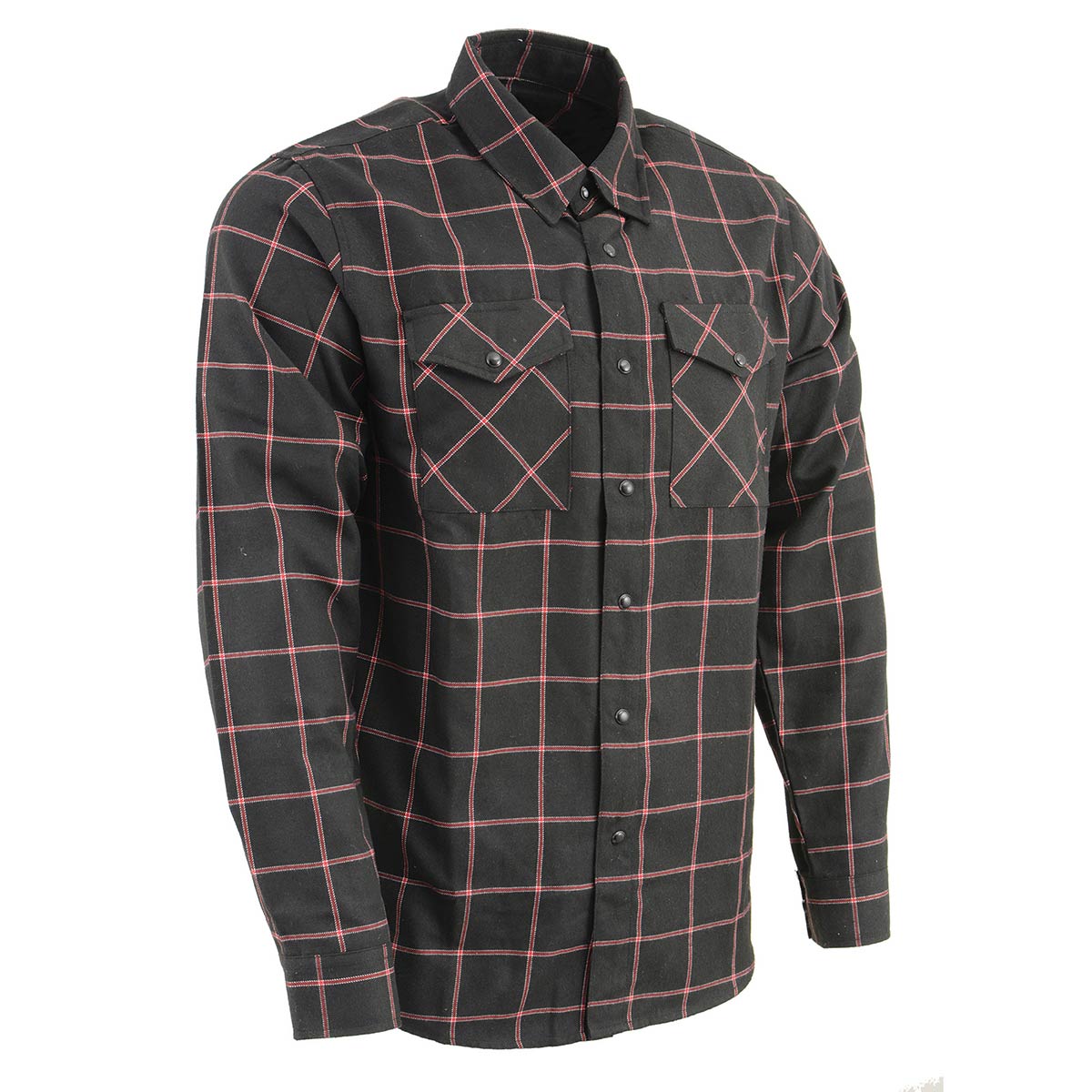 Milwaukee Leather MNG11651 Men's Black and Red Long Sleeve Cotton Flannel Shirt