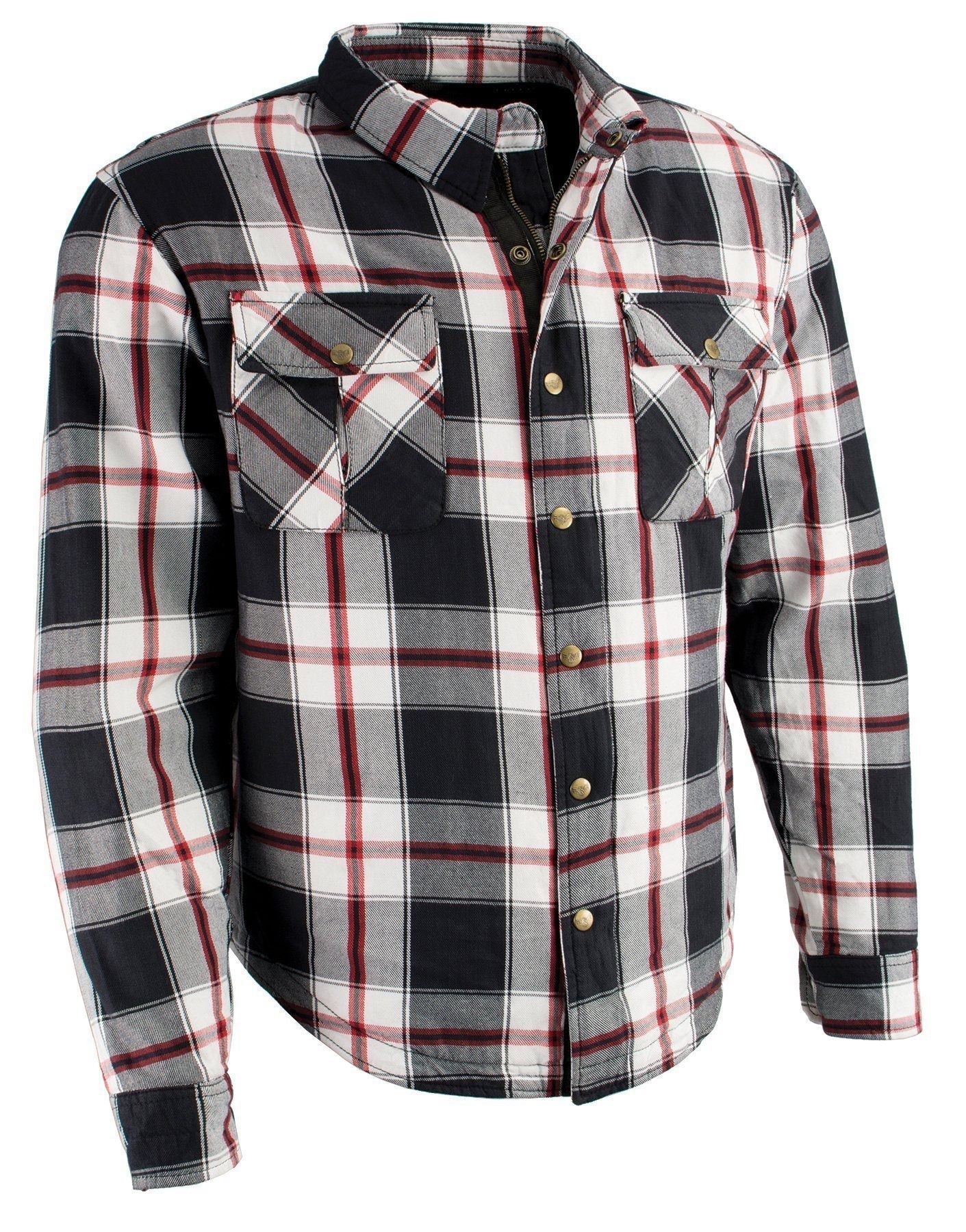 Milwaukee Leather MPM1625 Men's Plaid Flannel Biker Shirt with CE Approved Armor - Reinforced w/ Aramid Fibers