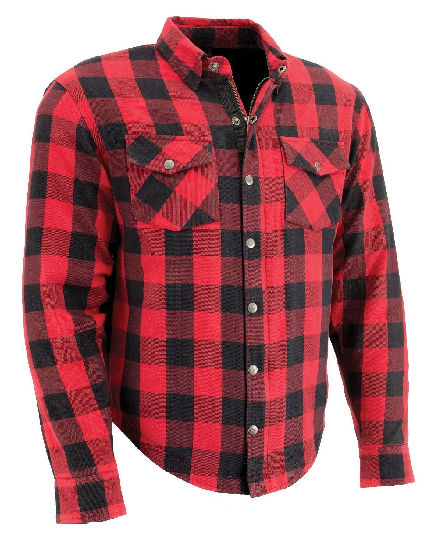 Milwaukee Leather MPM1631 Men's Plaid Flannel Biker Shirt with CE Approved Armor - Reinforced w/ Aramid Fiber