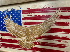 Bald Eagle & American Flag Patriotic Decorative Wall-Mounted Secure Gun Cabinet