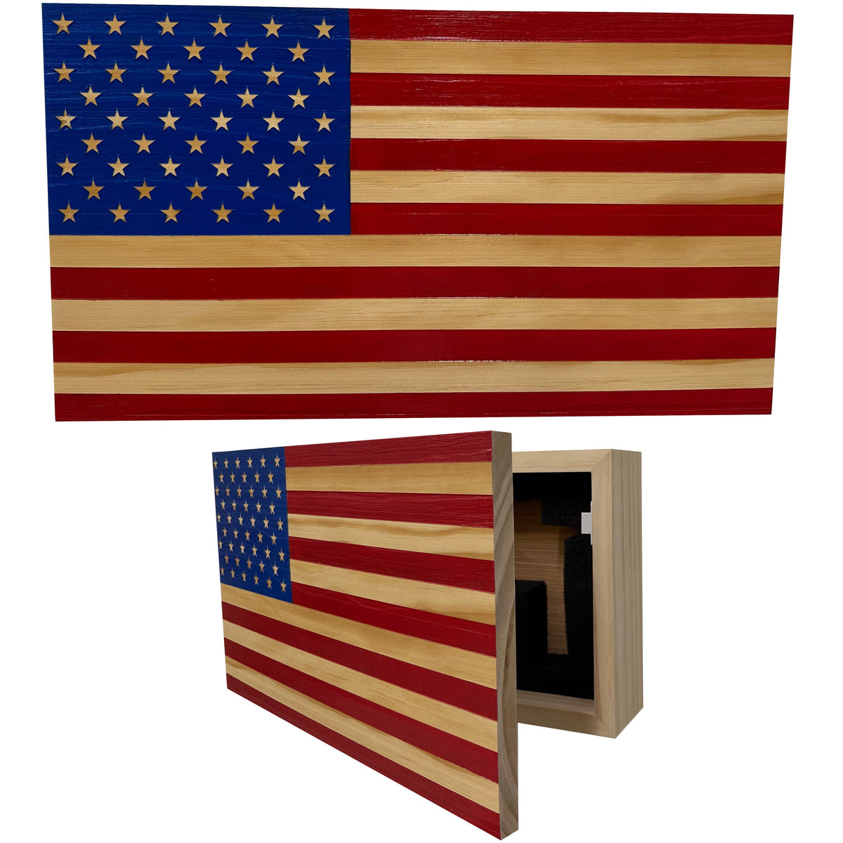 American Flag Decorative & Secure Wall-Mounted Gun Cabinet (Red & Blue)