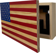 American Flag Decorative & Secure Wall-Mounted Gun Cabinet (Red & Blue)