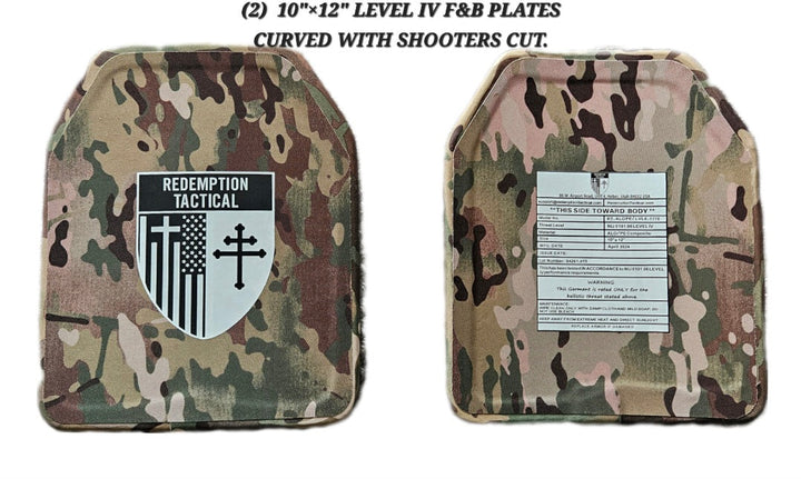 CRUSADER 2.0 ARMOR KIT Front/Back Plates LIGHTWEIGHT LEVEL IV  (2) 10x12 Front/Back Plates Full Kit