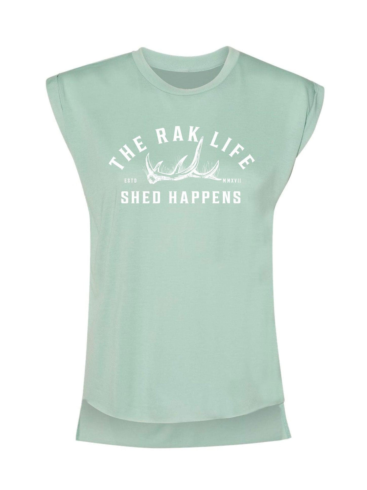 Womens Shed Happens Flowy Muscle Tee