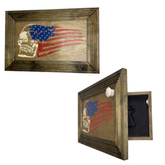 Decorative and Secure Gun Cabinet with Skull & American Flag Design