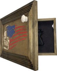 Decorative and Secure Gun Cabinet with Skull & American Flag Design